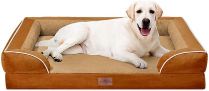 Comfort Expression Orthopedic Dog Bed for Extra Large Dogs with Bolster | Waterproof Dog Couch Bed with Washable Cover & Non-Slip Bottom, Supportive Egg Crate Foam XL Pet Bed, 42X30 Inch100