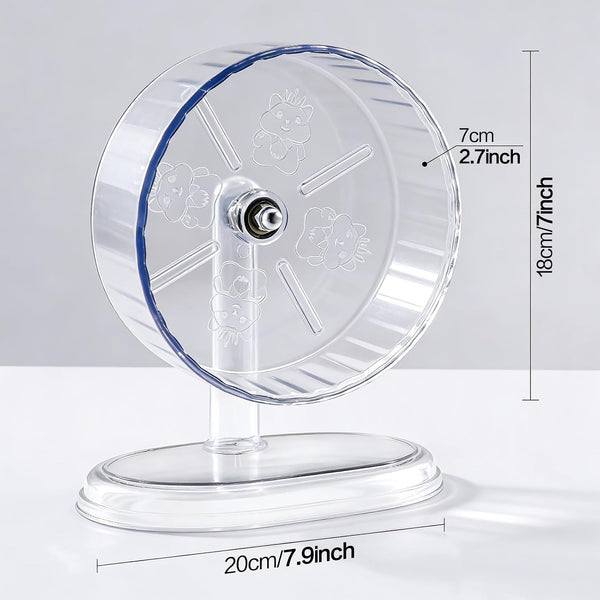 Hamster Exercise Wheel,Super-Silent Small Animals Exercise Wheels,Quiet Hamster Running Wheels with Adjustable Stand for Hamsters,Gerbils,Rats,Other Small Pets(Transparent, 7 Inch)8