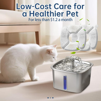 32 Pcs Cat Water Fountain Replacement Filters-16 Pack Cat Fountain Filters with 16 Pack Sponges, Enhanced Compatibility Pet Fountain Filter Fit for 95Oz/2.8L 135Oz/4L 67Oz/2L Pet Drinking Fountain5