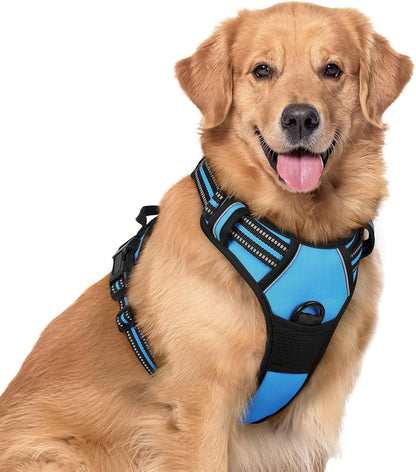 Rabbitgoo Dog Harness, No Pull for Large Dogs with 2 Leash Clips, Pet Vest | No Choke with Handle, Adjustable Soft Padded, Reflective, Easy Control for Walking, Black, Large120