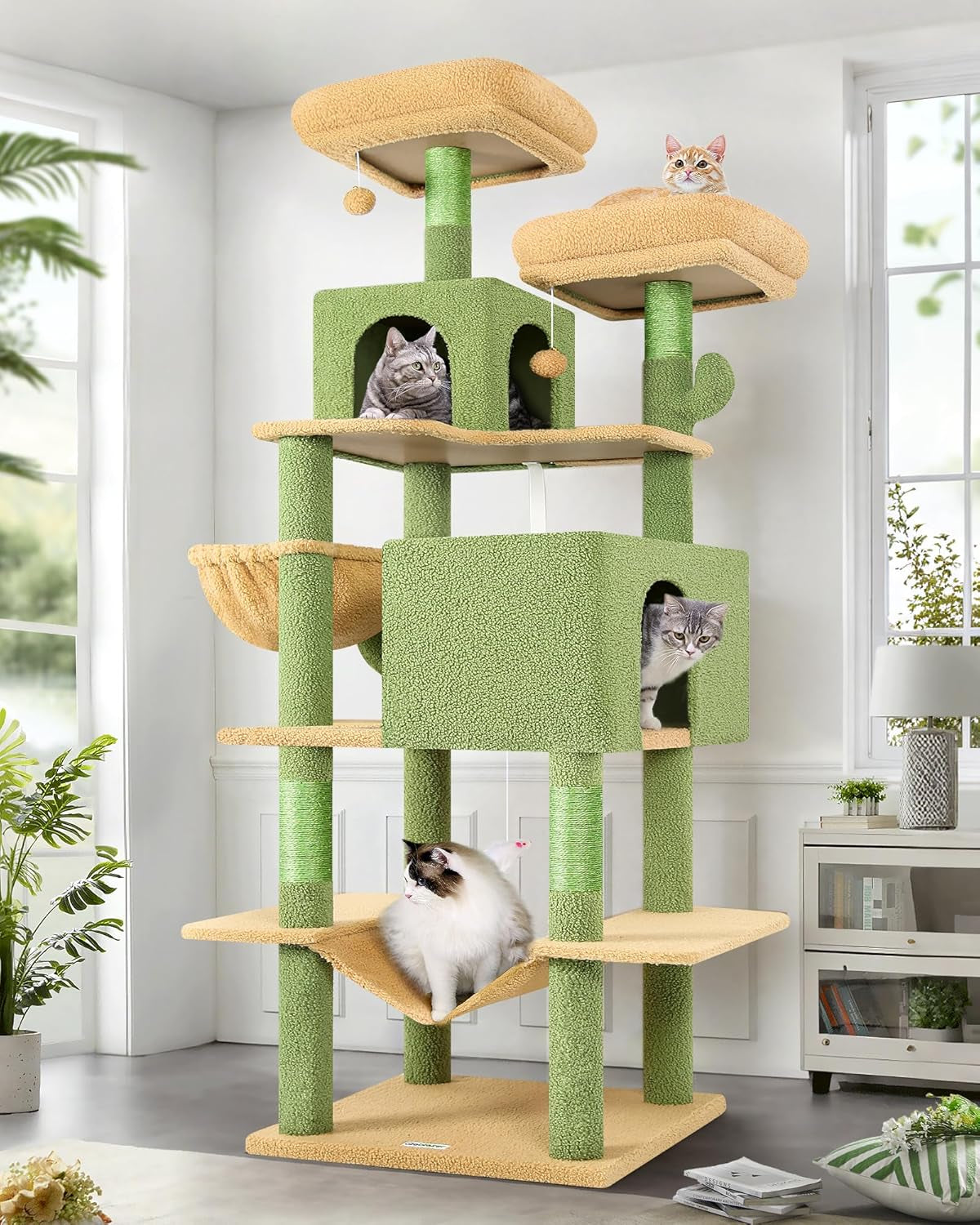 globlazer-cactus-cat-tree-tower-76-inch-extra-tall-multi-level-cat-furniture-with-cozy-condos-interactive-toys-and-perches-for-large-cats-perfect-for-climbing-scratching-and-play-f76-green