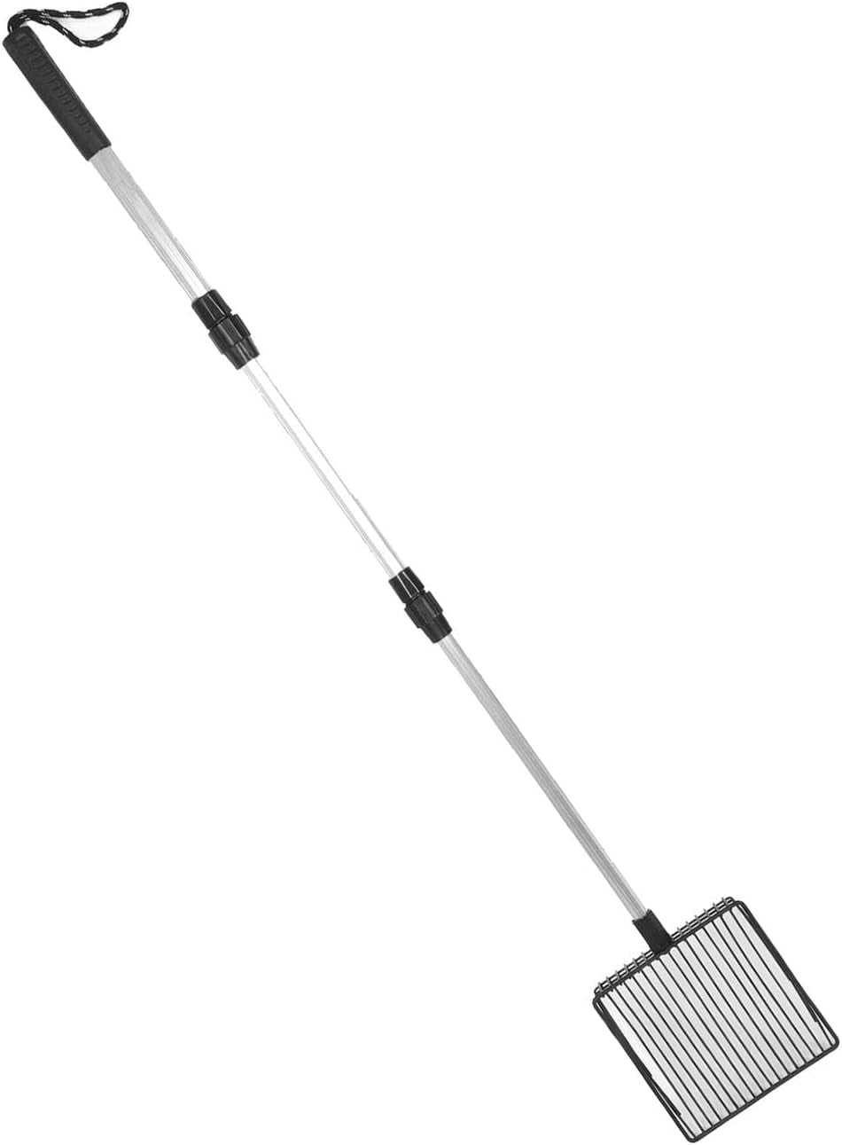 qiilu-metal-poop-scoop-extendable-cat-litter-scoop-lightweight-versatile-fine-screen-long-handle-pooper-scooper-cat-poop-sifter-pet-supplies-cats-litter-housebreaking-scoops-model-b-3-section