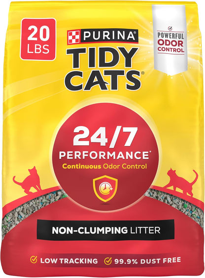 Purina Tidy Cats Non Clumping Cat Litter, 24/7 Performance Multi Cat Litter Odor Control Formula - 20 Lb. Bag1
