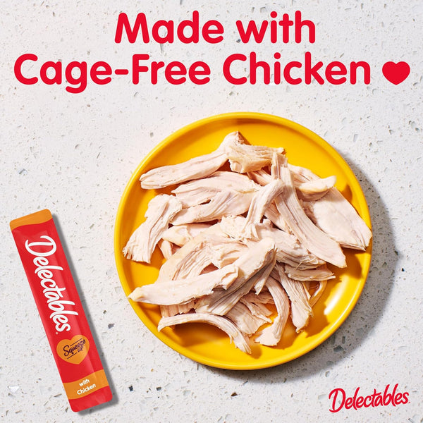 Delectables Squeeze up Creamy Squeezable Puree, Lickable Wet Cat Treats, Grain Free, No Added Fillers, No By-Products, No Added Preservatives, 0.5 Ounces Tube Chicken Flavor, 32 Tubes Total2
