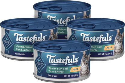 Blue Buffalo Tastefuls Wet Cat Food Paté Variety Pack (Chicken, Turkey & Chicken, Ocean Fish & Tuna) for Adult Cats, Made with Natural Ingredients, 5.5-Oz. Each (24 Cans)22