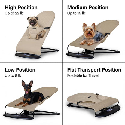 Cat & Dog Rocking Chair - Bouncer Bed for Frenchie, French Bulldog Lounge, Outdoor Portable Foldable Pet Furniture. Adjustable Height, Breathable Mesh, Safety Harness for Small Animals & Puppies6