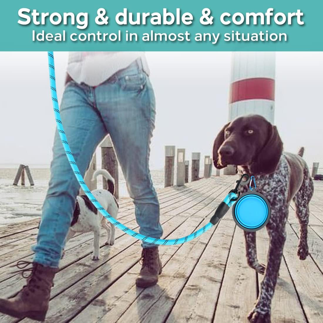 cooyoo-2-pack-dog-leash-5-ft-heavy-duty-comfortable-padded-handle-reflective-dog-leash-for-medium-large-dogs-with-collapsible-pet-bowl