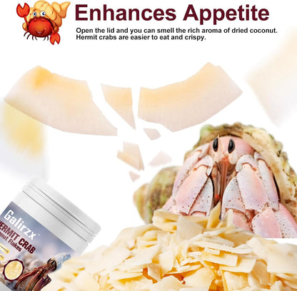 Hermit Crab Food – Baked Coconut Treat, Natural Dried Coconut Flakes for Hermit Crabs, Healthy, Additive-Free, Easily Digestible, Crispy Snack | 60G5