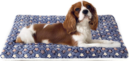Mora Pets Cat Bed Dog Crate Pad Ultra Soft Pet Bed with Cute Star Print Washable Crate Mat for Small Dogs and Indoor Cats Reversible Fleece Dog Kennel Pad Cat Carrier Mat 14 X 17.5 Inch Grey24