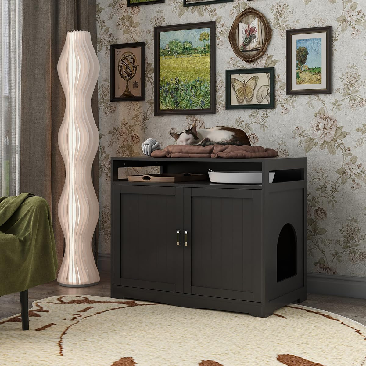 31-5-l-walnut-cat-litter-box-enclosure-with-hidden-plug-2-doors-indoor-large-cat-washroom-storage-bench-side-table