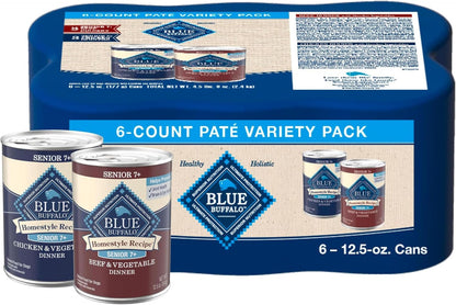 Blue Buffalo Homestyle Recipe Chicken & Vegetable Dinner Paté Natural Wet Dog Food for Senior 7+ Dogs, Made with Natural Ingredients, Vitamins & Minerals, 12.5-Oz. Can (12 Count)16
