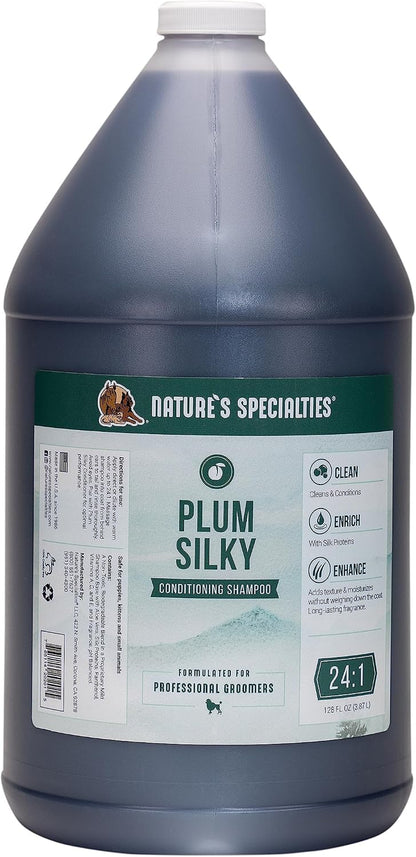 Nature'S Specialties Plum Silky Ultra Concentrated Dog Shampoo Conditioner, Makes up to 3 Gallons, Natural Choice for Professional Pet Groomers, Silk Proteins, Made in USA, 16Oz10