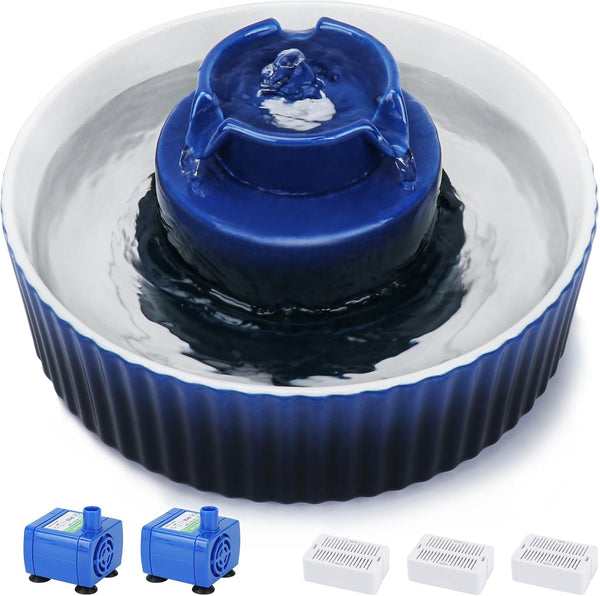 Lawfery Ceramic Cat Water Fountain, 2.1L/71Oz Cupcake Pet Fountain | 3 Carbon Filters, 2 Quiet Pumps, Heavy Ceramic Body, and 360° Drinking Area, Drinking Bowl for Indoor Cats and Small Dogs8