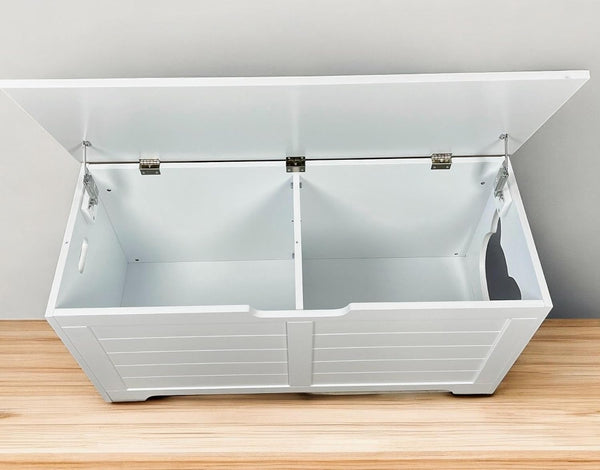 White Cat House with Hideaway Litter Box, Dog Proof Litter Boxes, Cabinet for Large Cats, Hidden Litter Box Cover, Cat Washroom, Enclosure Furniture.5