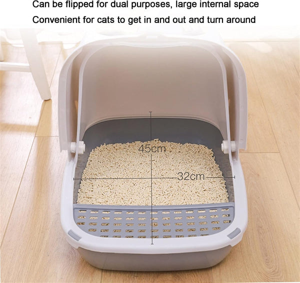 Dog Potty Training Toilet ﻿ Cat Litter Box Pan with Scoop and Hooded Cover Cute Large Cats Toilet Pet Kitty Enclosed Easy Clean(A)3