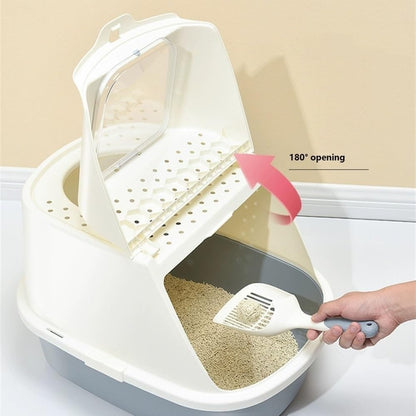 Pet Supplies, Cat Litter Box with Scoop,Enclosed Design for Large Cats, Easy Clean(Pink)5