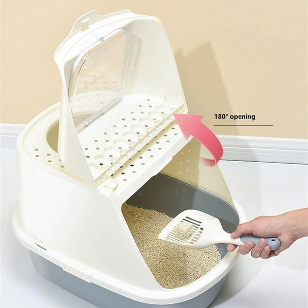 Pet Supplies, Cat Litter Box with Scoop,Enclosed Design for Large Cats, Easy Clean(Pink)5