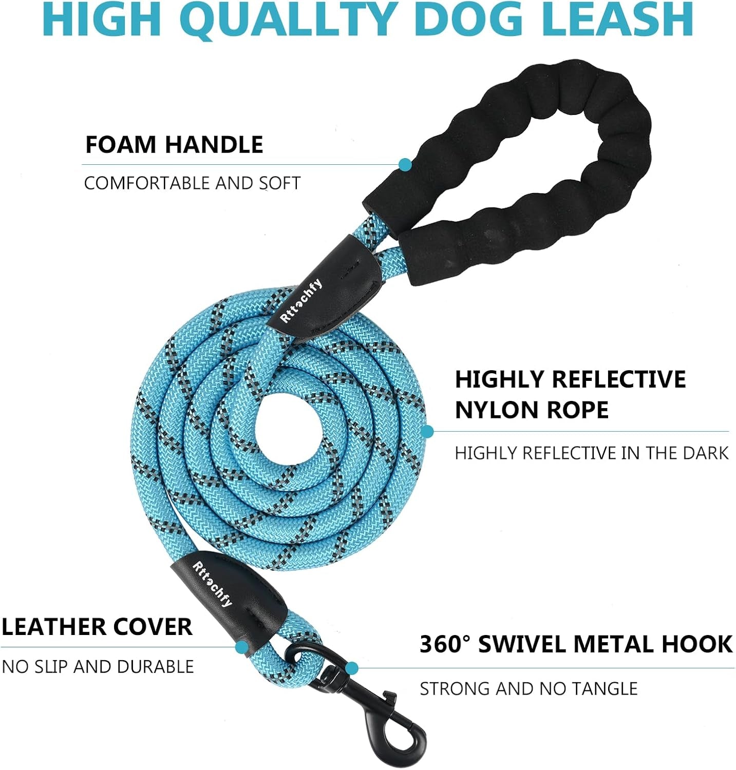 rttochfy-rope-dog-leash-2-4-5-6-8-10-ft-with-comfortable-padded-handle-and-highly-reflective-threads-for-small-medium-and-large-dogs-heavy-duty-1-2-5-ft-blue