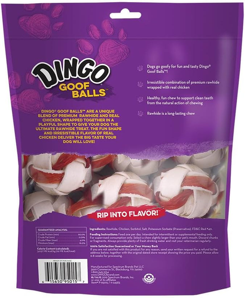 dingo-goof-balls-rawhide-treats-for-small-dogs-with-real-chicken-15-ct-long-lasting-rawhide-chew-wrapped-with-real-chicken-natural-chewing-action-promotes-clean-teeth-for-adult-dogs