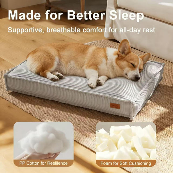 FUKUMARU 5.5-Inch Thick Dog Bed Mat, Washable Cat Bed with Waterproof Lining, Orthopedic Dog Beds for Senior Dogs, Cozy Flat Dog Kennel Bed for Crate, Non-Slip Pet Pillow Bed, Grey3