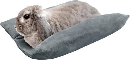 MEWTOGO 15.7" X 14" Bunny Bed for Rabbit Cage - Thickened Soft Prevent Sore Hocks Plush Mat with Cotton Lounger Pillows, Small Animal Flop Mat for Hutch Sleeping Indoor, Gray-Star10