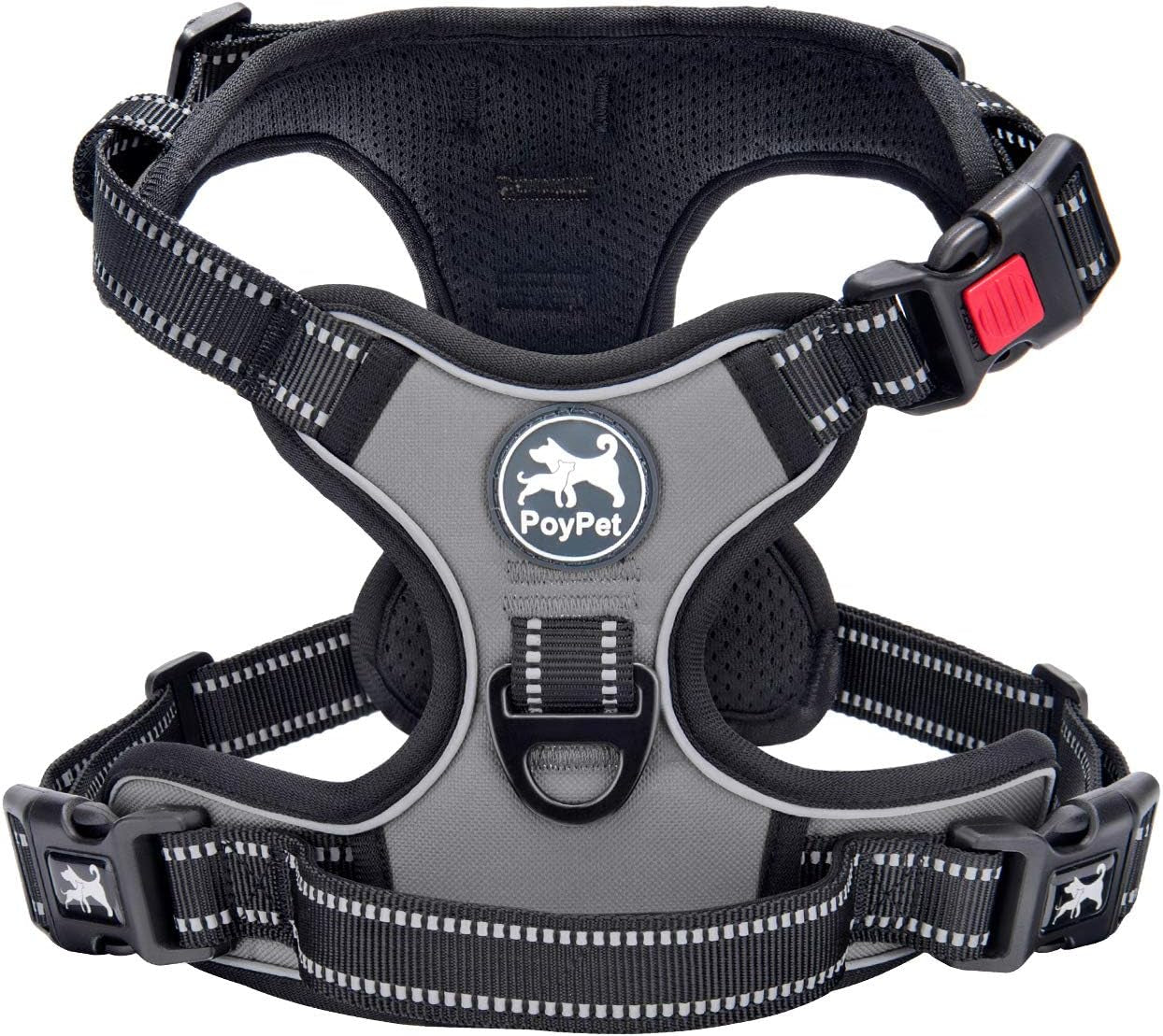 poypet-no-pull-dog-harness-no-choke-front-lead-dog-reflective-harness-adjustable-soft-padded-pet-vest-with-easy-control-handle-for-small-to-large-dogspink-medium