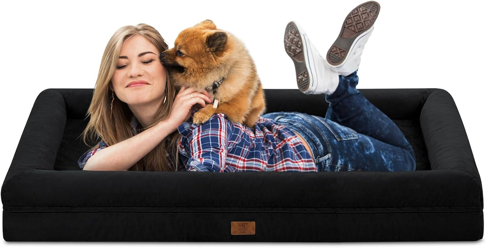 xl-orthopedic-waterprood-dog-bed-for-extra-large-size-dogs-360-degree-bolster-support-egg-crate-foam-waterproof-liner-non-slip-bottom-machine-washable-cover-45-x-35-inch