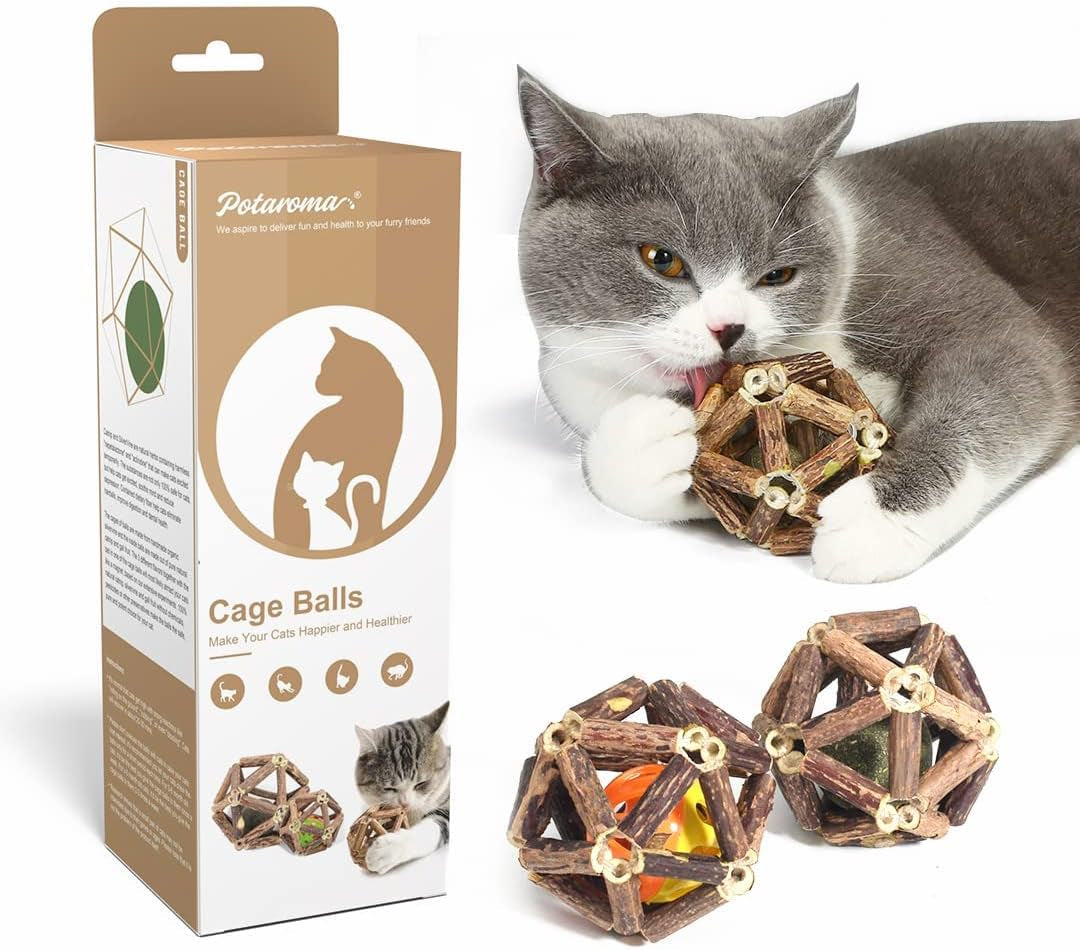 potaroma-catnip-toys-3pcs-cat-toys-natural-silvervine-stick-cage-balls-bell-ball-for-indoor-cats-kitten-cleaning-teeth-molar-matatabi-cat-chew-toy-all-breeds-kitten-cleaning-teeth-molar-matatabi-cat-chew-toy-for-indoor-cats-all-breeds-with-bell