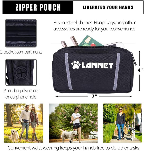 Hands Free Dog Leash, Waist Running Leash with Zipper, Walking Pouch for Medium Large Dogs, Dual Handle and Retractable Bungee for Training Jogging Hiking6