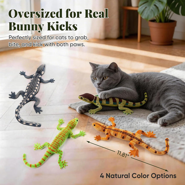 Ciyvolyeen 4 Pack Plush Lizard Catnip Toys for Indoor Cats | Lifelike Lizard Cat Toy Sparks Hunting Instinct, Soft Plush with Catnip, Durable Design, Boredom Relief, Interactive Play3