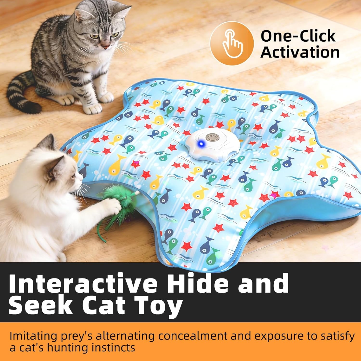 interactive-cat-toy-peek-a-boo-series-hidden-feather-wand-rechargeable-indoor-hunting-toy-squeaky-bird-sound-and-small-fish-pattern-cover