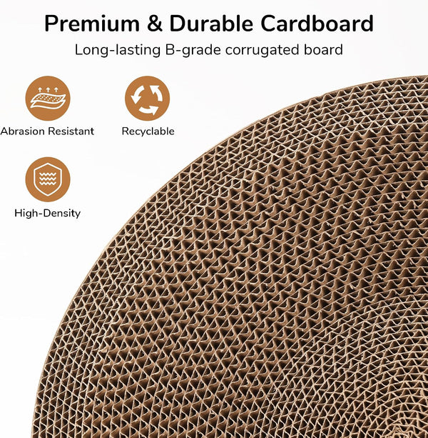 FUKUMARU 3PCS Cardboard Cat Scratcher Bed, Durable Oval Cat Scratch Pads | round Cats Scratching Board Set, Large Scratcher Box for Indoor Cats, Kitten Scratcher Bowl, Couch Sofa Furniture Protector4