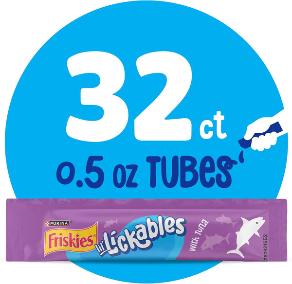 Purina Friskies Lil’ Lickables with Tuna Lickable Cat Treats - 16 Oz (Pack of 32)10