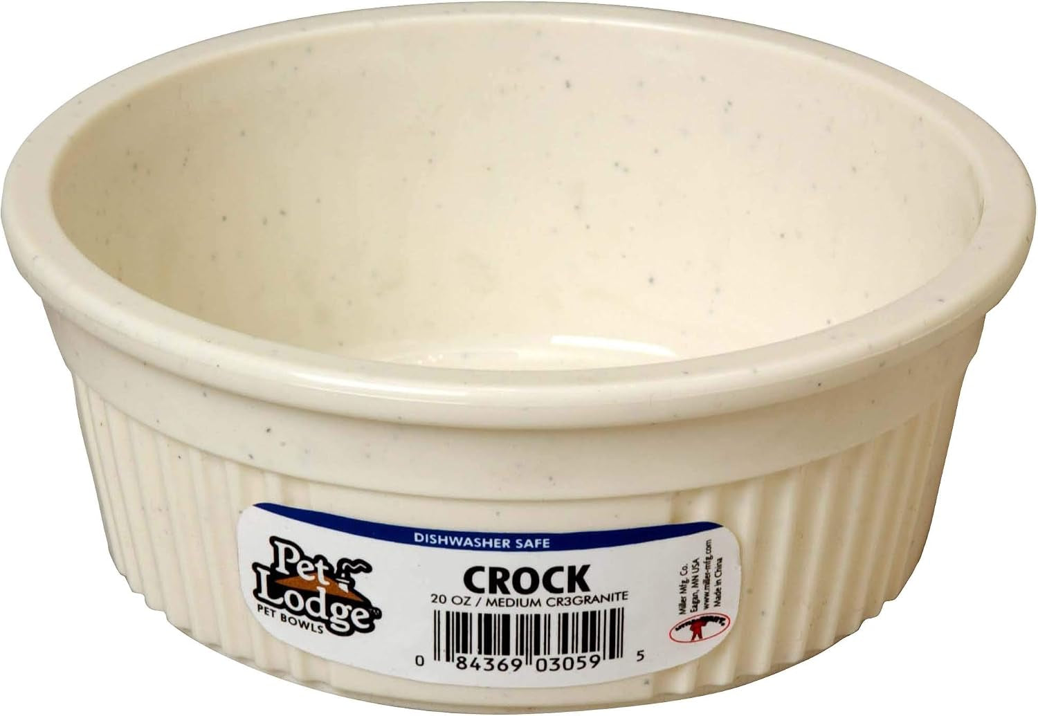 pet-lodge®-crock-pet-bowl-heavy-duty-plastic-dog-feed-water-bowl-granite-2-5-cups-medium