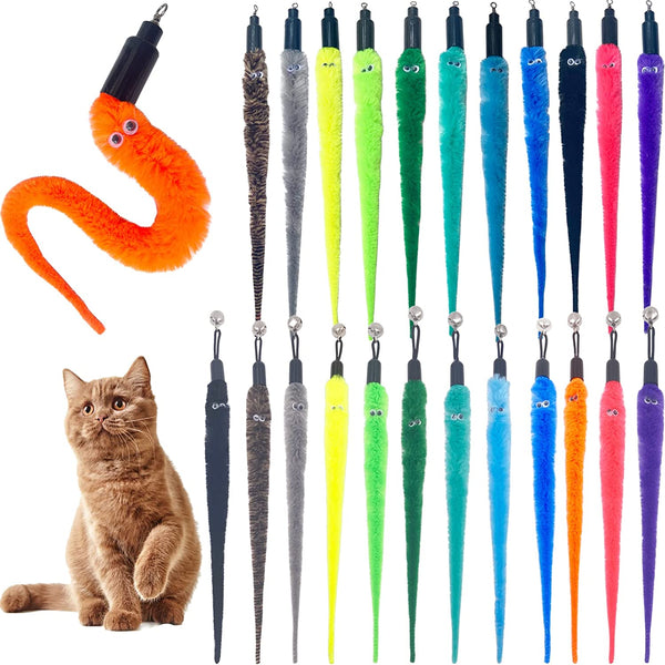 Cat Toy Worm Refills, 15 Pieces Interactive Cat Wand Attachments Worms Toy for Indoor Cats7
