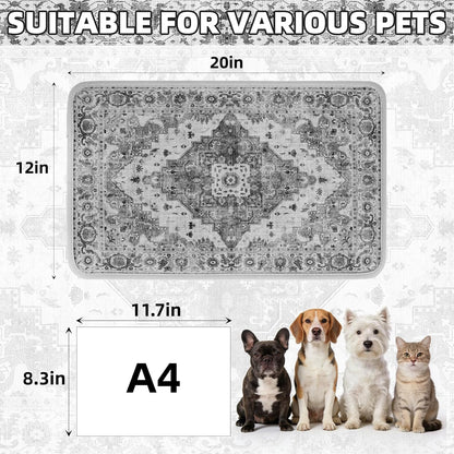 PUPTECK Dog Food Mat, Absorbent Pet Feeding Bowl Mat, Non-Slip Dog Mat for Food and Water, Quick Dry No Stains Cat Placemats Pet Supplies for Messy Drinkers, Grey 12"X20"2