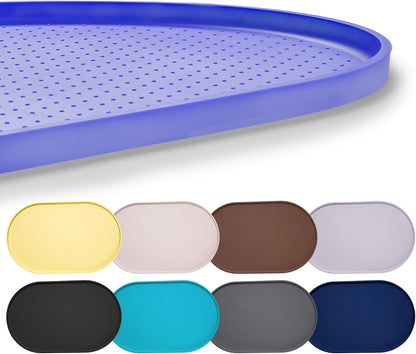 Hubulk 100% Waterproof Silicone Pet Feeding Mat with Raised Edge for Food and Water, Dog Bowl Mats, Cat Bowls Placemat with High Lip Protects Floor for Cats and Dogs (Gray, 19" L X 12" W)10