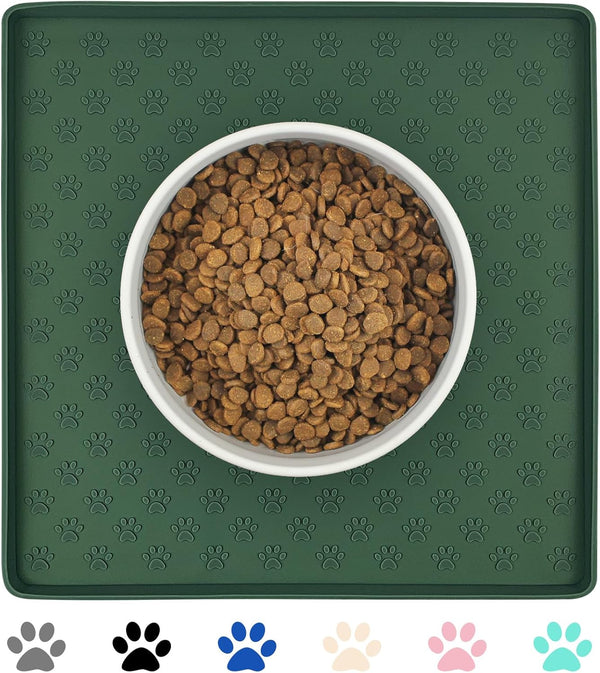 Ptlom Pet Placemat for Dog and Cat, Mat for Prevent Food and Water Overflow, Suitable for Small, Medium and Big Pet, 18" 12", Grey, Silicone34