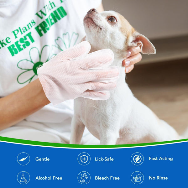 VOISEN 48 Pcs Pet Glove Wipes for Dogs, Pet Cleaning Gloves | Cleaning & Deodorizing Bathing Grooming Wipes,Unscented Thick Nourish Fur Glove Wipes for Pet Cleaning,Daily Care and Travel2