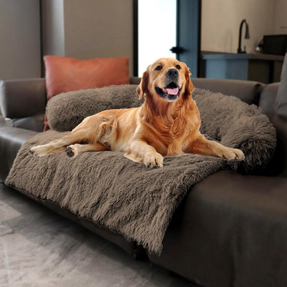 Calming Dogs/Cats Bed Mats, Dog Pad Washable Removable Couch Cover, Plush Long Fur Mat for Pets, Waterproof Lining, Perfect for Small, Medium and Large Dogs and Cats (Gradient Gray, 36"X31")25