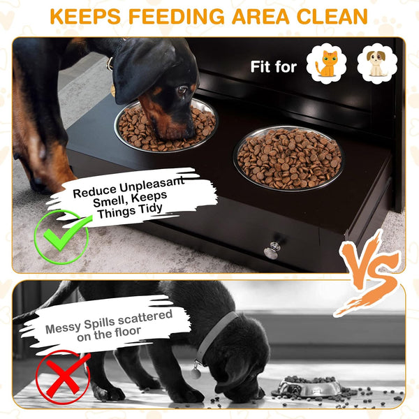 Tangkula Pet Feeder Station, Dog Food Storage Container with Double Pull Out Bowls, Food Toy Organizer Cabinet, Feeding Station Furniture for Dogs Cats Feeding & Watering Supplies (Brown)8