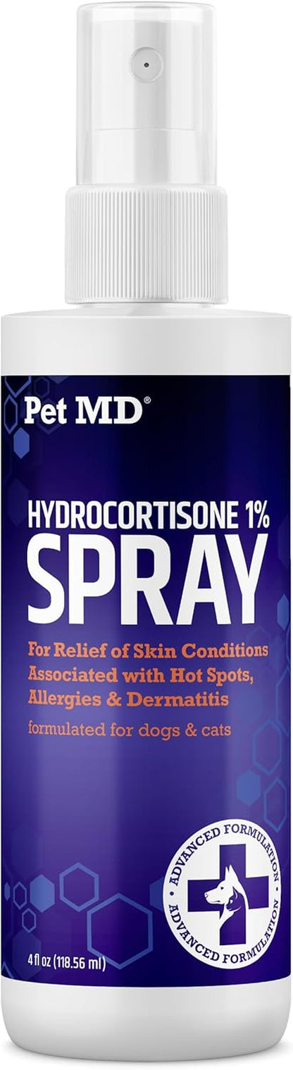 Pet MD Hydrocortisone Spray for Dogs, Cats, Horses - 4 Oz | Itch Relief Spray & Hot Spot Remedy for Dogs Irritated Dry Itchy Skin, Allergies, & Other Topical Discomforts1