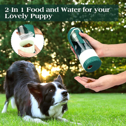 TIOVERY Upgraded Dog Water Bottle, Portable Dog Cat Puppy Pet Water Dispenser Feeder with Drinking Cup and Food Container Leak Proof for Outdoor Walking, Travel, Hiking 12OZ6