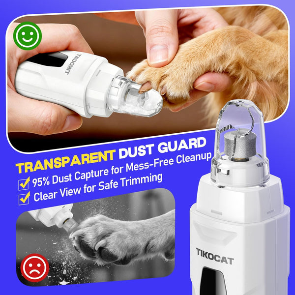 Whisper-Quiet Dog Nail Grinder 50% More Powerful for Sensitive Dogs,Cats | 6-Speed Pet Nail Trimmer with LED Display & 4 LED Lights, 3 Grinding Bits, No Over-Cutting,Stress-Free Grooming for All Pets7