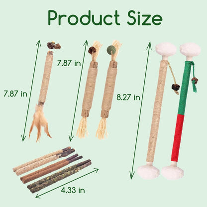 Natural Silvervine Cat Chew Toys for Dental Care | 11-Piece Natural Silvervine Chew Toys. Promotes Cat Dental Health, Aids Digestion, and Safely Expels Hairballs.6