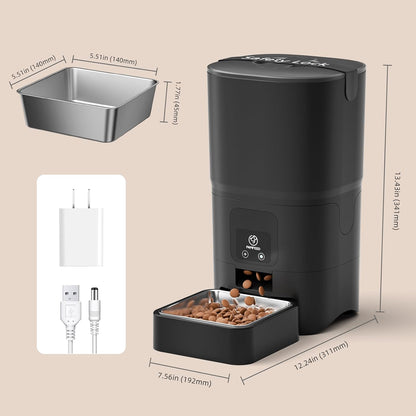 PAPIFEED Automatic Cat Feeder with App, 2.4G Wifi Cat Food Dispenser, 6L Timed Cat Feeder for Dry Food, 10 Meals/Day, 12 Portions/Meal, Dual Power Supply Smart Pet Feeder for Small Dog, Black9