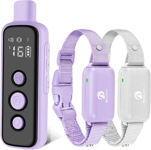 Bousnic Dog Shock Collar for 2 Dogs - (8-120Lbs) Waterproof Rechargeable Electric Dog Training Collar with Remote for Small Medium Large Dogs with Beep Vibration Safe Shock Modes(Grey)8