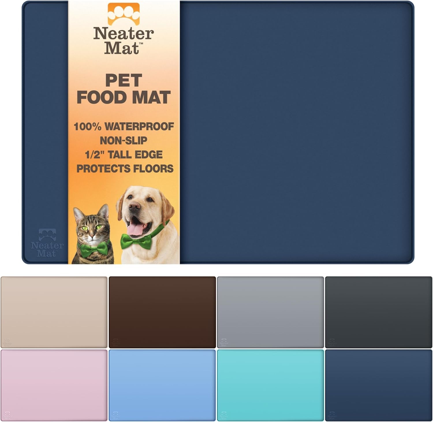 neater-pet-brands-neater-mat-pet-mats-for-food-and-water-cat-dog-bowl-mat-waterproof-silicone-feeding-tray-dog-food-mats-for-floors-placemat-w-raised-edge-for-under-bowls-16-x-10-cappuccino