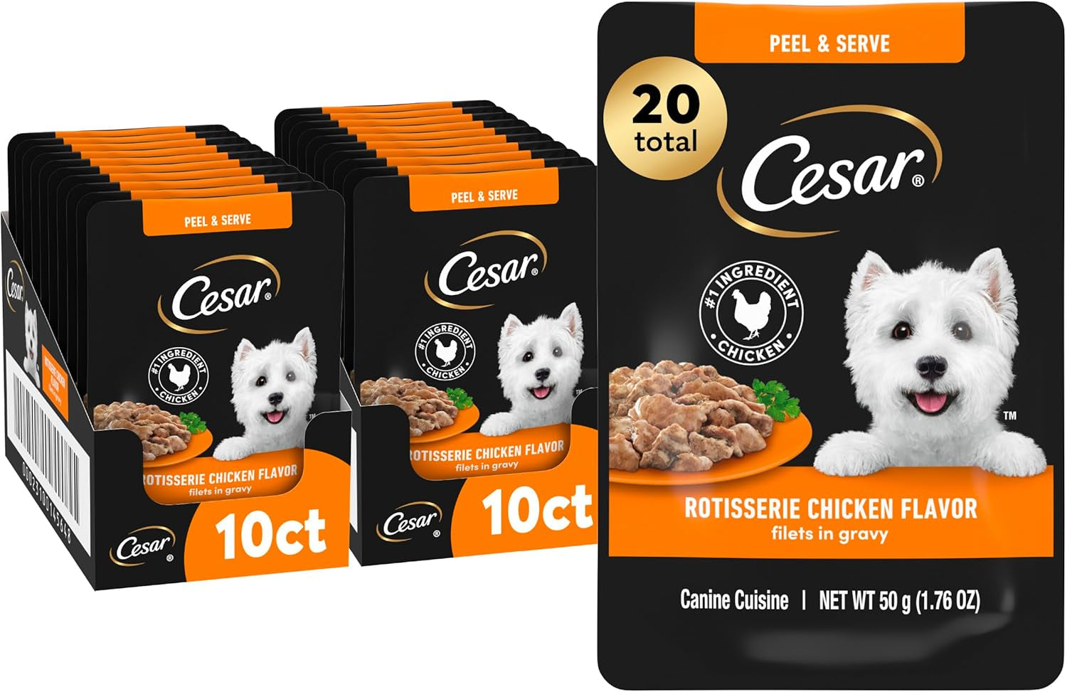 cesar-mini-pouch-wet-dog-food-filet-variety-pack-1-76-oz-40-count-3-flavors-rotisserie-chicken-filet-mignon-wood-grilled-chicken-real-chicken-or-beef-easy-peel-and-serve-protein-packed