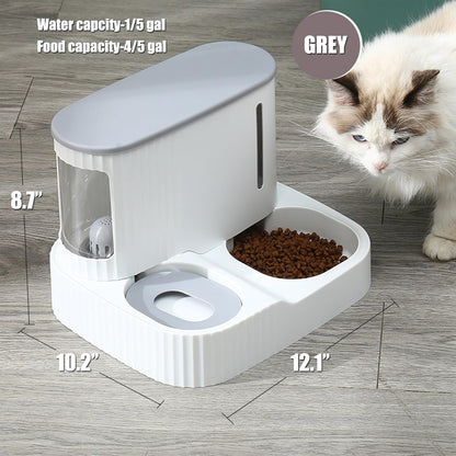 Cat Feeder and Water Dispenser,2 in 1 Gravity Automatic Bowl Auto Pet Dry Food Self Feeding Container Dishes Set for Dog Puppy Kitten Kit Set (Grey)7